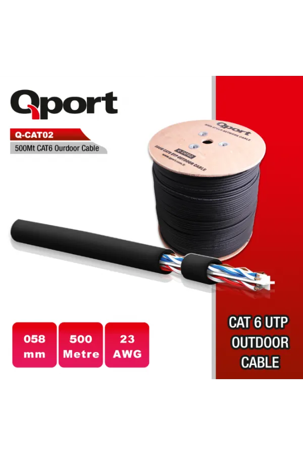 QPORT Q-CATO2 23AWG 500 METRE MAKARALI SİYAH KABLO