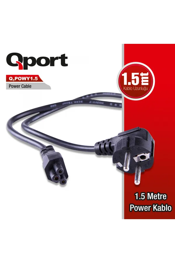 QPORT Q-POWY1.5 1.5 METRE PC POWER KABLOSU