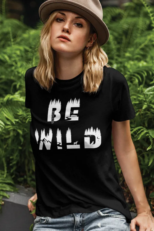 Be Wild Siyah Outdoor Kadın Tshirt - Tişört