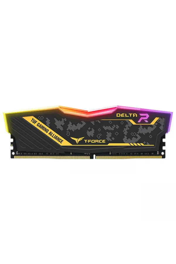 Team T-Force TUF Yellow Delta RGB 8GB (1x8GB) 3200Mhz DDR4 Gaming Ram CL16 (TF9D48G3200HC16F01)