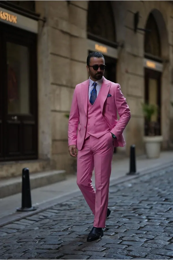 Slim Fit Takım Elbise - Pembe