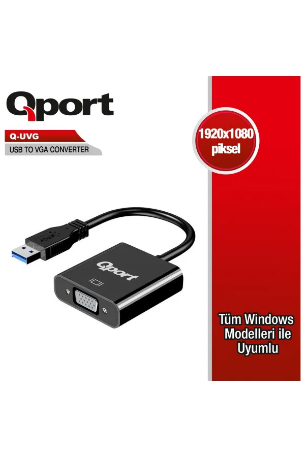 QPORT Q-UVG USB 3.0 TO VGA ÇEVİRİCİ