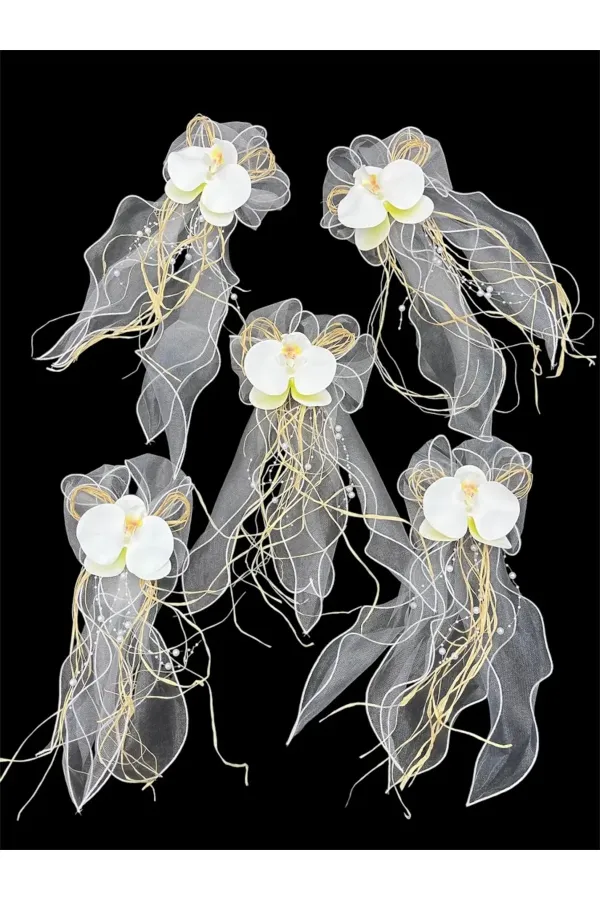 Beyaz Orkide Bohça Süsü, Gelin Damat Çeyiz Düğün Nişan Konvoy Gelin Arabası Sünnet Kına Süsü 1 Adet
